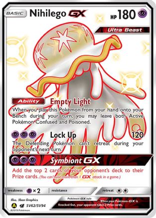 Nihilego GX SV62/SV94 - Holofoil Hidden Fates Shiny Vault - Shiny Holo Rare