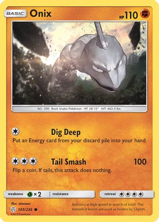 Onix 105 - Reverse Holofoil SM Cosmic Eclipse - Common