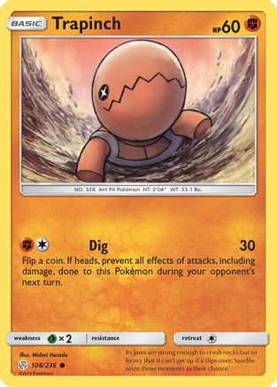 Trapinch 108/236 - Reverse Holofoil SM Cosmic Eclipse - Common
