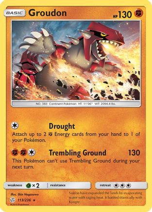 Groudon 113 - Reverse Holofoil SM Cosmic Eclipse - Rare