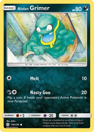 Alolan Grimer 130 - Reverse Holofoil SM Cosmic Eclipse - Common