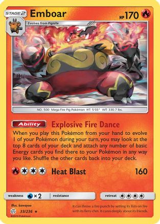 Emboar 033 - Reverse Holofoil SM Cosmic Eclipse - Rare