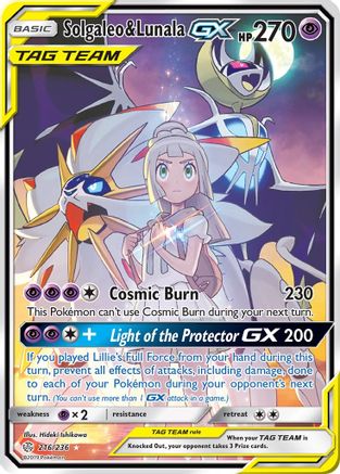 Solgaleo & Lunala GX (Full Art) 216/236 - Holofoil SM Cosmic Eclipse - Ultra Rare