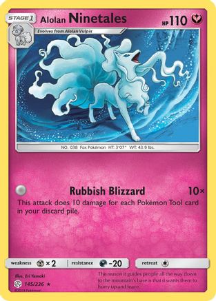 Alolan Ninetales 145 - Reverse Holofoil SM Cosmic Eclipse - Holo Rare