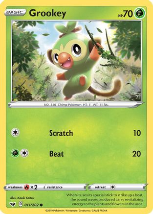 Grookey (011) 011 - Reverse Holofoil SWSH01 Sword & Shield Base Set - Common