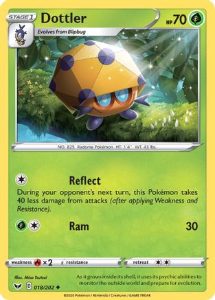Dottler 018 - Reverse Holofoil SWSH01 Sword & Shield Base Set - Uncommon