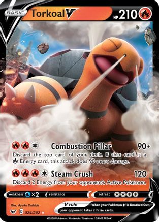Torkoal V 024/202 - Holofoil SWSH01 Sword & Shield Base Set - Ultra Rare