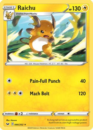 Raichu 066 SWSH01 Sword & Shield Base Set - Rare