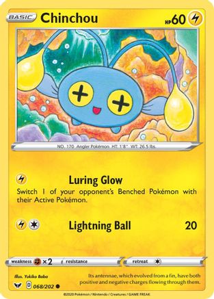Chinchou (068) 068 - Reverse Holofoil SWSH01 Sword & Shield Base Set - Common