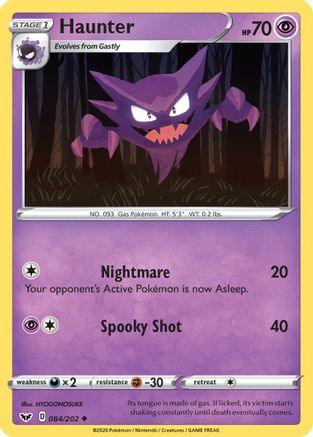Haunter 084 - Reverse Holofoil SWSH01 Sword & Shield Base Set - Uncommon
