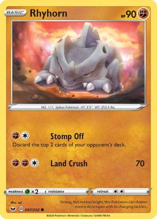 Rhyhorn (097) 097 SWSH01 Sword & Shield Base Set - Common