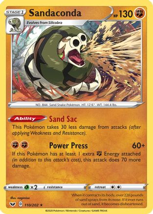Sandaconda (110) 110 - Reverse Holofoil SWSH01 Sword & Shield Base Set - Holo Rare