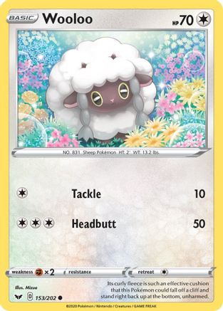 Wooloo (153) 153 - Reverse Holofoil SWSH01 Sword & Shield Base Set - Common