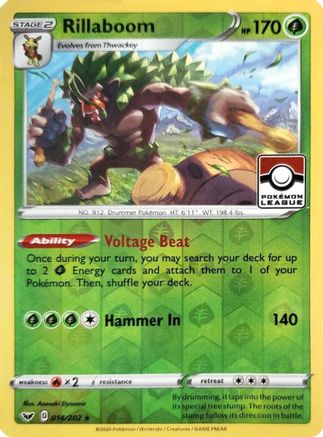 Rillaboom 014/202 - Reverse Holofoil League & Championship Cards - Promo