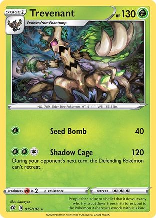 Trevenant 015 - Reverse Holofoil SWSH02 Rebel Clash - Rare