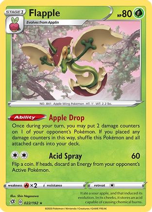 Flapple 022 - Reverse Holofoil SWSH02 Rebel Clash - Holo Rare