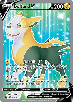 Boltund V (Full Art) 181/192 - Holofoil SWSH02 Rebel Clash - Ultra Rare