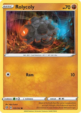 Rolycoly 105 - Reverse Holofoil SWSH02 Rebel Clash - Common
