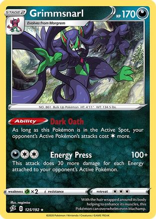 Grimmsnarl 125 - Holofoil SWSH02 Rebel Clash - Holo Rare
