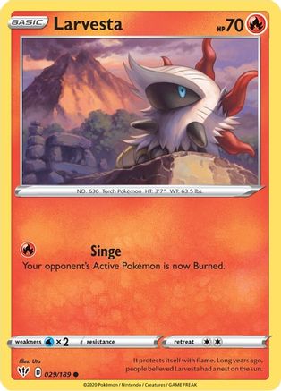 Larvesta 029 - Reverse Holofoil SWSH03 Darkness Ablaze - Common