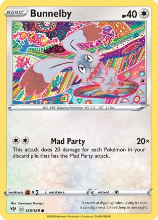 Bunnelby 150 - Reverse Holofoil SWSH03 Darkness Ablaze - Common