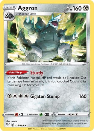 Aggron 123 - Reverse Holofoil SWSH03 Darkness Ablaze - Holo Rare