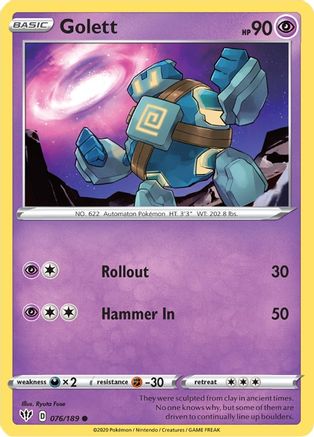 Golett 076 - Reverse Holofoil SWSH03 Darkness Ablaze - Common