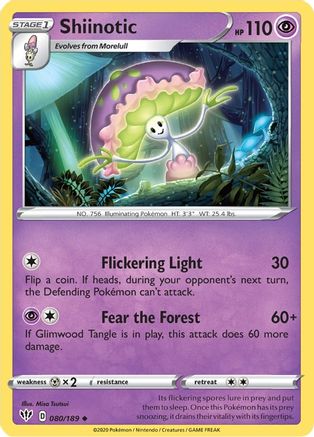 Shiinotic 080 - Reverse Holofoil SWSH03 Darkness Ablaze - Uncommon