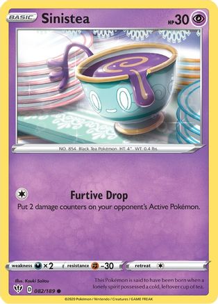 Sinistea 082 - Reverse Holofoil SWSH03 Darkness Ablaze - Common