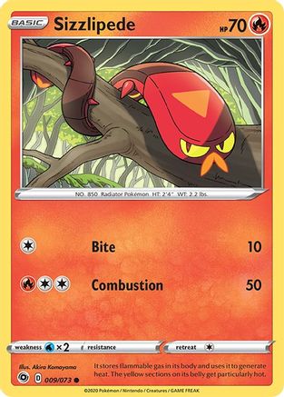 Sizzlipede 009 - Reverse Holofoil Champions Path - Common