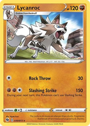 Lycanroc 030 - Reverse Holofoil Champions Path - Holo Rare