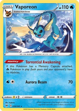 Vaporeon 030 SWSH04 Vivid Voltage - Rare