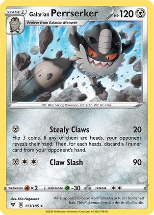 Galarian Perrserker 113 - Reverse Holofoil SWSH04 Vivid Voltage - Rare