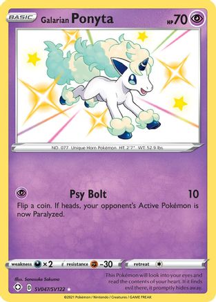 Galarian Ponyta SV047/SV122 - Holofoil Shining Fates Shiny Vault - Shiny Holo Rare