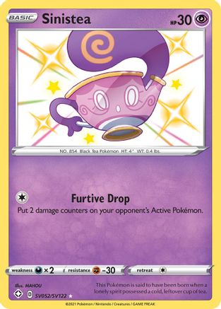 Sinistea SV052/SV122 - Holofoil Shining Fates Shiny Vault - Shiny Holo Rare