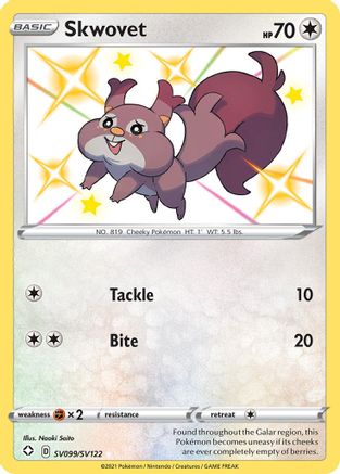Skwovet SV099/SV122 - Holofoil Shining Fates Shiny Vault - Shiny Holo Rare