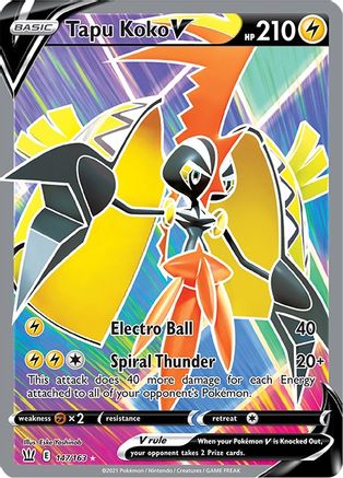 Tapu Koko V (Full Art) 147/163 - Holofoil SWSH05 Battle Styles - Ultra Rare