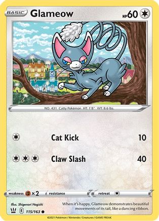 Glameow 115 - Reverse Holofoil SWSH05 Battle Styles - Common