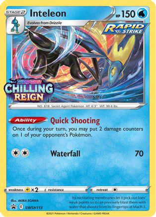Inteleon SWSH113 - Holofoil SWSH Sword & Shield Promo Cards - Promo