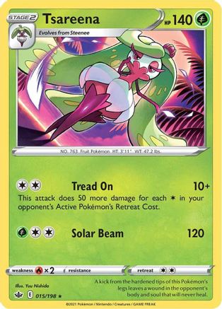 Tsareena 015 - Reverse Holofoil SWSH06 Chilling Reign - Rare