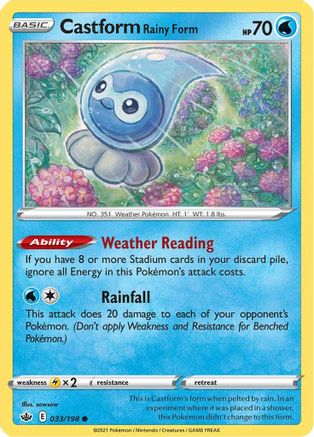 Castform Rainy Form 033 SWSH06 Chilling Reign - Common