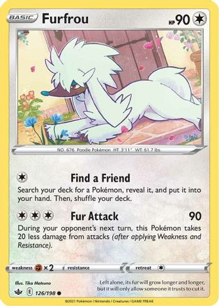 Furfrou 126 - Reverse Holofoil SWSH06 Chilling Reign - Common