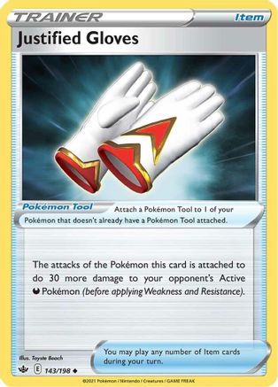 Justified Gloves 143 - Reverse Holofoil SWSH06 Chilling Reign - Uncommon