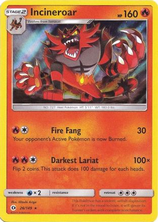 Incineroar 026/149 - Holofoil Miscellaneous Cards & Products - Holo Rare