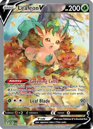 Leafeon V (Alternate Full Art) 167/203 - Holofoil SWSH07 Evolving Skies - Ultra Rare