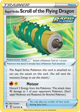 Rapid Strike Scroll of the Flying Dragon 153 SWSH07 Evolving Skies - Uncommon