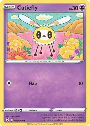 Cutiefly 078 - Reverse Holofoil SWSH07 Evolving Skies - Common
