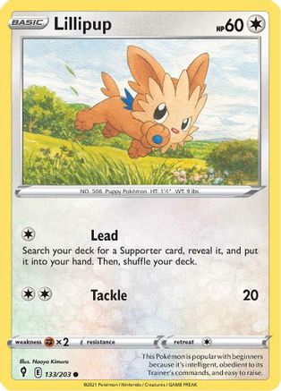 Lillipup 133 - Reverse Holofoil SWSH07 Evolving Skies - Common
