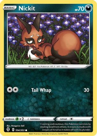 Nickit 104 - Reverse Holofoil SWSH07 Evolving Skies - Common