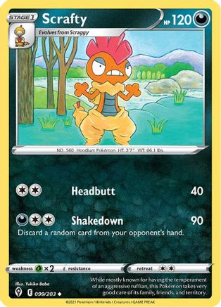 Scrafty 099 - Reverse Holofoil SWSH07 Evolving Skies - Uncommon